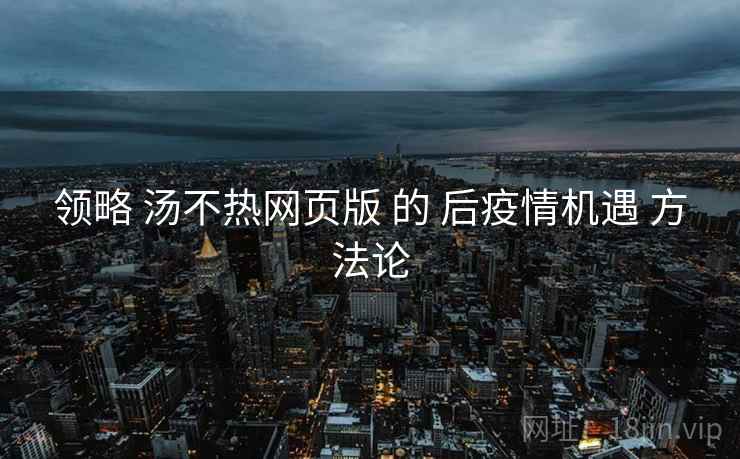 领略 汤不热网页版 的 后疫情机遇 方法论