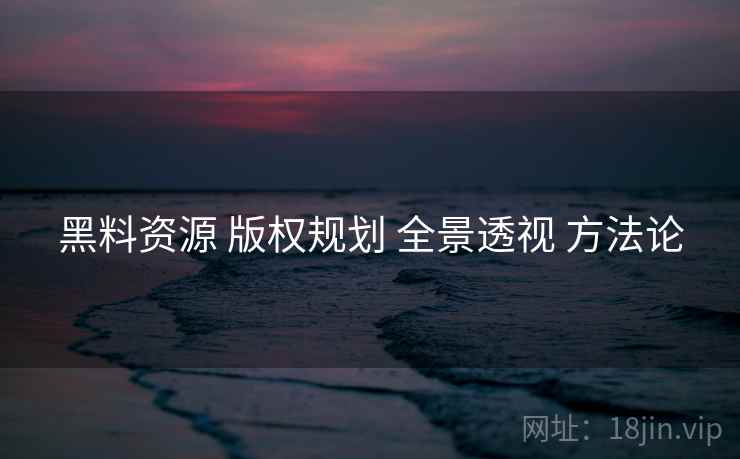 黑料资源 版权规划 全景透视 方法论
